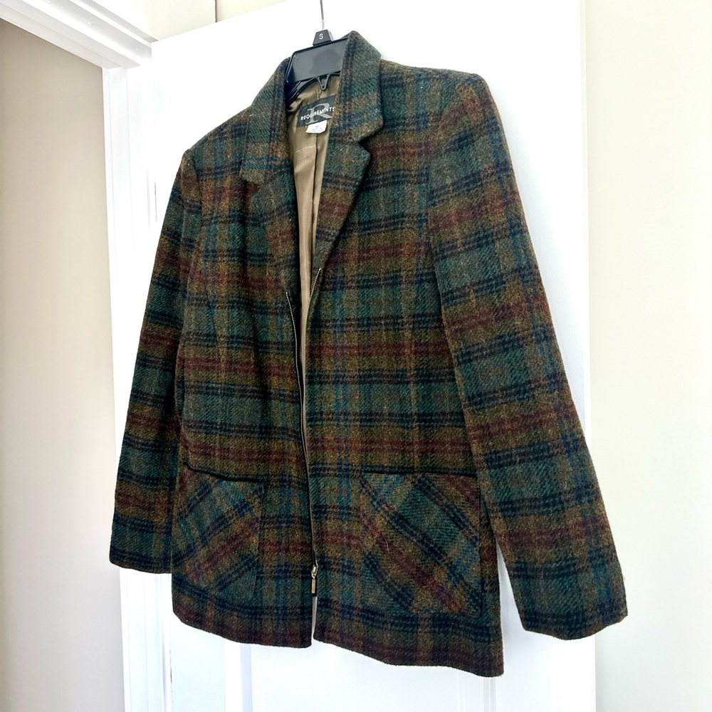 Plaid Wool Blend Jacket